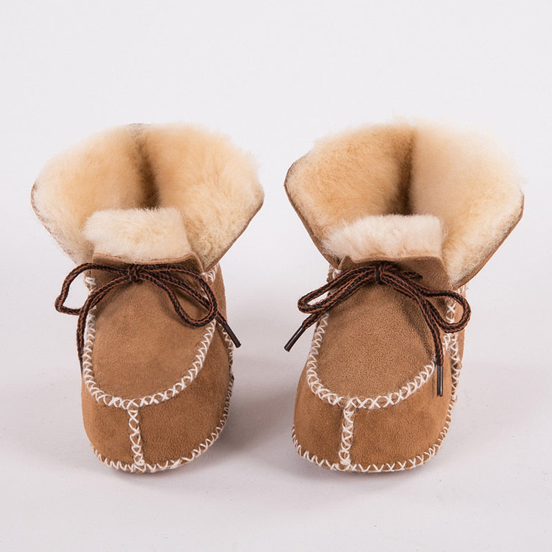 first walker shoe winter Baby Boots Genuine Leather Wool fur toddler girls soft Moccasins shoes plush Sheepskin Baby Boy booties
