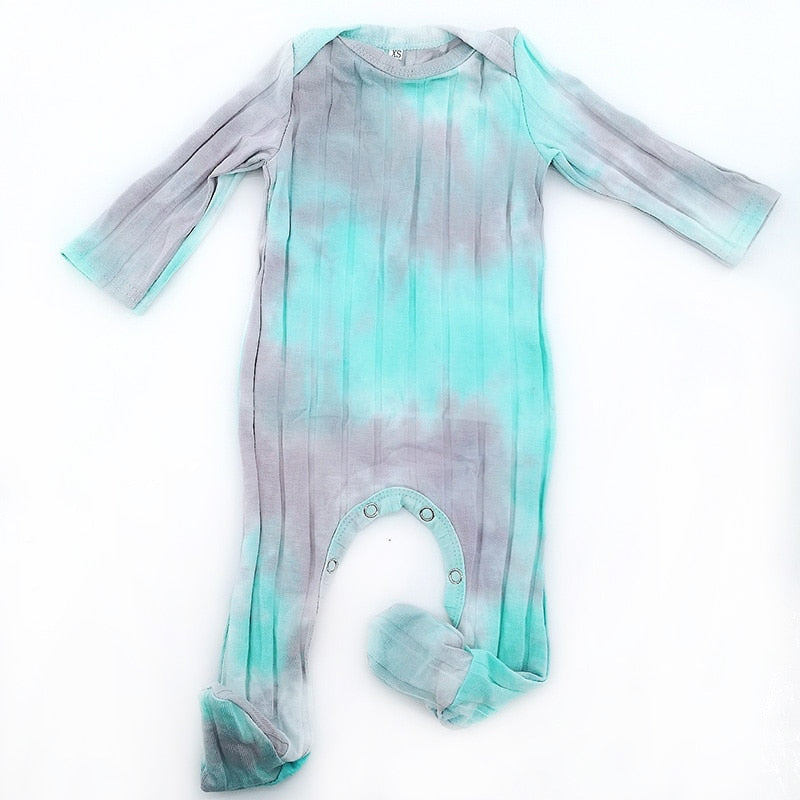 Newborn Baby boy Black tie dye Ribbed cotton romper clothes Fall Baby girls Long sleeves outfit Toddler Kids boutique Clothing