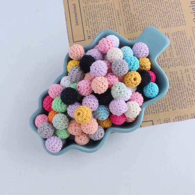 10Pcs 16mm Crochet Wooden Bead Baby Teether Knitting Beads Blank for DIY Nursing Pacifier Chain Clip Necklace Accessories