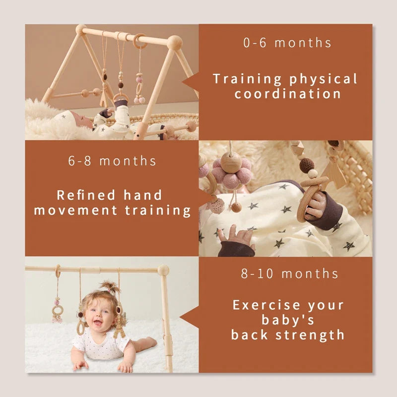 1 Set Of Wooden Baby Gym Newborn Activity Fitness Stand  Baby Pendant Crib Decoration Baby Accessories Rattle Toy Gifts For Baby